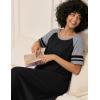Ekouaer Nightgowns for Women Cotton Long Night Gowns Plus Size Moo Moos Short Sleeve House Dress Soft Sleep Shirts S-5XL(Black)