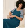 Ekouaer Nightgowns for Women Cotton Long Night Gowns Plus Size Moo Moos Short Sleeve House Dress Soft Sleep Shirts S-5XL(Blue Green)