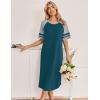 Ekouaer Nightgowns for Women Cotton Long Night Gowns Plus Size Moo Moos Short Sleeve House Dress Soft Sleep Shirts S-5XL(Blue Green)