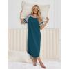 Ekouaer Nightgowns for Women Cotton Long Night Gowns Plus Size Moo Moos Short Sleeve House Dress Soft Sleep Shirts S-5XL(Blue Green)
