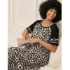 Ekouaer Nightgowns for Women Cotton Long Night Gowns Plus Size Moo Moos Short Sleeve House Dress Soft Sleep Shirts S-5XL(Brown Leopard Print)