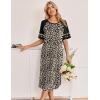 Ekouaer Nightgowns for Women Cotton Long Night Gowns Plus Size Moo Moos Short Sleeve House Dress Soft Sleep Shirts S-5XL(Brown Leopard Print)