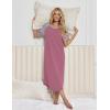 Ekouaer Nightgowns for Women Cotton Long Night Gowns Plus Size Moo Moos Short Sleeve House Dress Soft Sleep Shirts S-5XL(Gray Purple Red)