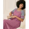 Ekouaer Nightgowns for Women Cotton Long Night Gowns Plus Size Moo Moos Short Sleeve House Dress Soft Sleep Shirts S-5XL(Gray Purple Red)