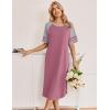 Ekouaer Nightgowns for Women Cotton Long Night Gowns Plus Size Moo Moos Short Sleeve House Dress Soft Sleep Shirts S-5XL(Gray Purple Red)