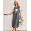 Ekouaer Nightgowns for Women Cotton Long Night Gowns Plus Size Moo Moos Short Sleeve House Dress Soft Sleep Shirts S-5XL(Grey Queen)