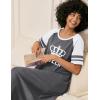 Ekouaer Nightgowns for Women Cotton Long Night Gowns Plus Size Moo Moos Short Sleeve House Dress Soft Sleep Shirts S-5XL(Grey Queen)