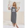 Ekouaer Nightgowns for Women Cotton Long Night Gowns Plus Size Moo Moos Short Sleeve House Dress Soft Sleep Shirts S-5XL(Grey Queen)