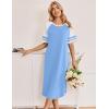 Ekouaer Nightgowns for Women Cotton Long Night Gowns Plus Size Moo Moos Short Sleeve House Dress Soft Sleep Shirts S-5XL(Light Blue)