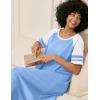 Ekouaer Nightgowns for Women Cotton Long Night Gowns Plus Size Moo Moos Short Sleeve House Dress Soft Sleep Shirts S-5XL(Light Blue)