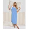 Ekouaer Nightgowns for Women Cotton Long Night Gowns Plus Size Moo Moos Short Sleeve House Dress Soft Sleep Shirts S-5XL(Light Blue)