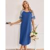 Ekouaer Nightgowns for Women Cotton Long Night Gowns Plus Size Moo Moos Short Sleeve House Dress Soft Sleep Shirts S-5XL(Navy)