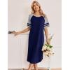 Ekouaer Nightgowns for Women Cotton Long Night Gowns Plus Size Moo Moos Short Sleeve House Dress Soft Sleep Shirts S-5XL(Navy Blue)
