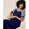 Ekouaer Nightgowns for Women Cotton Long Night Gowns Plus Size Moo Moos Short Sleeve House Dress Soft Sleep Shirts S-5XL(Navy Blue)