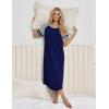 Ekouaer Nightgowns for Women Cotton Long Night Gowns Plus Size Moo Moos Short Sleeve House Dress Soft Sleep Shirts S-5XL(Navy Blue)