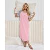 Ekouaer Nightgowns for Women Cotton Long Night Gowns Plus Size Moo Moos Short Sleeve House Dress Soft Sleep Shirts S-5XL(Pink)
