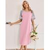 Ekouaer Nightgowns for Women Cotton Long Night Gowns Plus Size Moo Moos Short Sleeve House Dress Soft Sleep Shirts S-5XL(Pink)