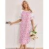 Ekouaer Nightgowns for Women Cotton Long Night Gowns Plus Size Moo Moos Short Sleeve House Dress Soft Sleep Shirts S-5XL(Pink Floral)