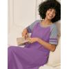 Ekouaer Nightgowns for Women Cotton Long Night Gowns Plus Size Moo Moos Short Sleeve House Dress Soft Sleep Shirts S-5XL(Purple Red)