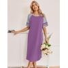Ekouaer Nightgowns for Women Cotton Long Night Gowns Plus Size Moo Moos Short Sleeve House Dress Soft Sleep Shirts S-5XL(Purple Red)