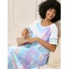 Ekouaer Nightgowns for Women Cotton Long Night Gowns Plus Size Moo Moos Short Sleeve House Dress Soft Sleep Shirts S-5XL(Purple Tie Dye)