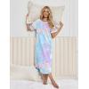 Ekouaer Nightgowns for Women Cotton Long Night Gowns Plus Size Moo Moos Short Sleeve House Dress Soft Sleep Shirts S-5XL(Purple Tie Dye)
