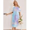 Ekouaer Nightgowns for Women Cotton Long Night Gowns Plus Size Moo Moos Short Sleeve House Dress Soft Sleep Shirts S-5XL(Purple Tie Dye)
