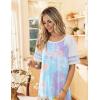 Ekouaer Nightgowns for Women Cotton Long Night Gowns Plus Size Moo Moos Short Sleeve House Dress Soft Sleep Shirts S-5XL(Purple Tie Dye)