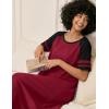 Ekouaer Nightgowns for Women Cotton Long Night Gowns Plus Size Moo Moos Short Sleeve House Dress Soft Sleep Shirts S-5XL(Wine Red)