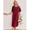 Ekouaer Nightgowns for Women Cotton Long Night Gowns Plus Size Moo Moos Short Sleeve House Dress Soft Sleep Shirts S-5XL(Wine Red)
