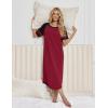 Ekouaer Nightgowns for Women Cotton Long Night Gowns Plus Size Moo Moos Short Sleeve House Dress Soft Sleep Shirts S-5XL(Wine Red)