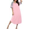 Ekouaer Nightgowns for Women Cotton Long Night Gowns Plus Size Moo Moos Short Sleeve House Dress Soft Sleep Shirts S-5XL(Pink)
