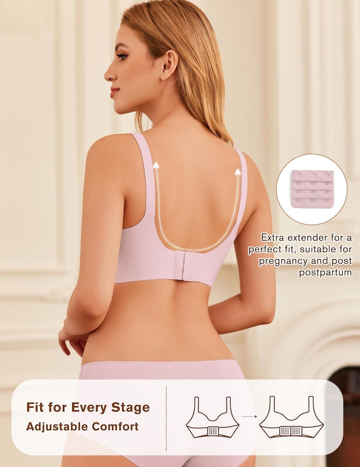 imageEkouaer Women Mesh Support Nursing Bra Seamless Ultra Soft Maternity Bras Pregnancy Sleep Bralette with Extra ExtendersDirty Pink