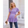 Ekouaer 3 Pack Women’s Maternity Shirts Short Sleeve Ruffle Pregnancy Clothes Blouse Peplum Babydoll Tops Casual Mama Tee(Black/Deep Grey/Purple Rose)