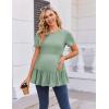 Ekouaer 3 Pack Women’s Maternity Shirts Short Sleeve Ruffle Pregnancy Clothes Blouse Peplum Babydoll Tops Casual Mama Tee(Black/Light Green/Wine Red)