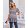 Ekouaer 3 Pack Women’s Maternity Shirts Short Sleeve Ruffle Pregnancy Clothes Blouse Peplum Babydoll Tops Casual Mama Tee(Black/Light Grey/Army Green)