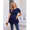 Ekouaer 3 Pack Women’s Maternity Shirts Short Sleeve Ruffle Pregnancy Clothes Blouse Peplum Babydoll Tops Casual Mama Tee(Black/Navy Blue/Purple)