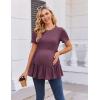 Ekouaer 3 Pack Women’s Maternity Shirts Short Sleeve Ruffle Pregnancy Clothes Blouse Peplum Babydoll Tops Casual Mama Tee(Black/Navy Blue/Wine Red)