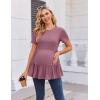 Ekouaer 3 Pack Women’s Maternity Shirts Short Sleeve Ruffle Pregnancy Clothes Blouse Peplum Babydoll Tops Casual Mama Tee(Black/Navy/Dusty Rose)