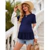 Ekouaer 3 Pack Women’s Maternity Shirts Short Sleeve Ruffle Pregnancy Clothes Blouse Peplum Babydoll Tops Casual Mama Tee(Black/Navy/Dusty Rose)