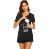 Ekouaer Maternity Pajamas Nursing Pjs for Breastfeeding Shirt and Adjustable Maternity Short Postpartum Sleepwear(A-black Sleep)