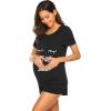 Ekouaer Maternity Pajamas Nursing Pjs for Breastfeeding Shirt and Adjustable Maternity Short Postpartum Sleepwear(A-black Sleep)