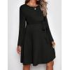 Ekouaer Womens Maternity Dress Rib Knit Long Sleeve Pregnancy Dresses Crewneck Pregnant Clothes with Belt(Black)
