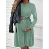 Ekouaer Womens Maternity Dress Rib Knit Long Sleeve Pregnancy Dresses Crewneck Pregnant Clothes with Belt(Mint Green)