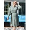 Ekouaer Womens Maternity Dress Rib Knit Long Sleeve Pregnancy Dresses Crewneck Pregnant Clothes with Belt(Mint Green)