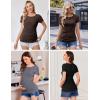Ekouaer Womens Maternity Shirts 3 Packs Round Neck Short Sleeve Side Ruched Swiss Dot T Shirt Tops S-XXL(Black/Dark Grey/Coffee)