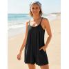 Ekouaer Rompers for Women Summer Sleeveless Shorts Casual Spaghetti Strap Jumpsuits with Pockets Beach Vacation Outfits S-XXL(Black)