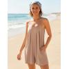 Ekouaer Rompers for Women Summer Sleeveless Shorts Casual Spaghetti Strap Jumpsuits with Pockets Beach Vacation Outfits S-XXL(Khaki)