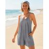 Ekouaer Rompers for Women Summer Sleeveless Shorts Casual Spaghetti Strap Jumpsuits with Pockets Beach Vacation Outfits S-XXL(Light Grey)