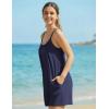 Ekouaer Rompers for Women Summer Sleeveless Shorts Casual Spaghetti Strap Jumpsuits with Pockets Beach Vacation Outfits S-XXL(Navy Blue)